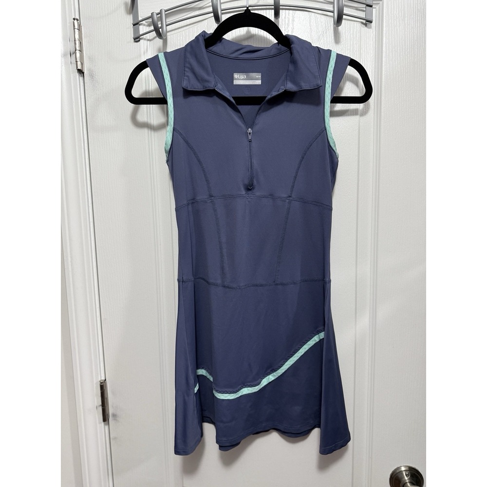 Lija Active Dress Womens XS Muted Blue Turquoise Quarter Zip Tennis Pickleball